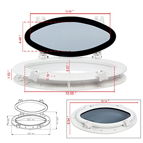 Boat Oval Shape Porthole Window With White ABS Plastic Trim Port Hole