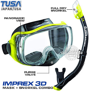 Tusa Imprex 3d Dry Mask Snorkel UC-3325 paket snorkling